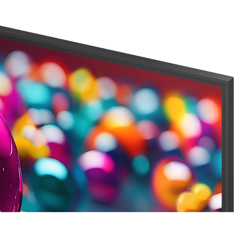 قرارگیری ساندبار زیر تلویزیون ال جی UA8500 با پایههای دو شاخه و طراحی باریک